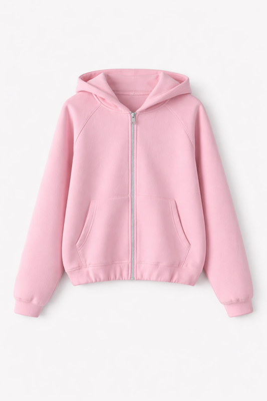 Zip Hoodie Albanian Eagle - Baby Pink