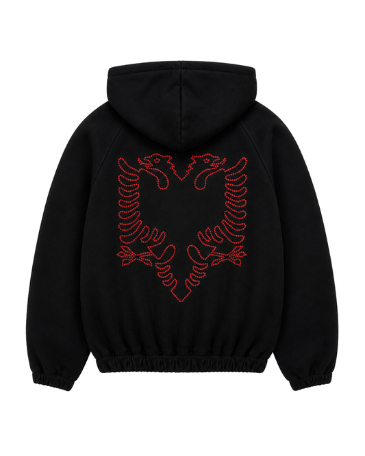 Zip Hoodie Albanian Eagle - Black
