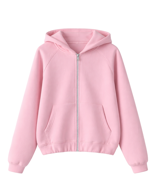 Zip Hoodie Albanian Eagle - Baby Pink