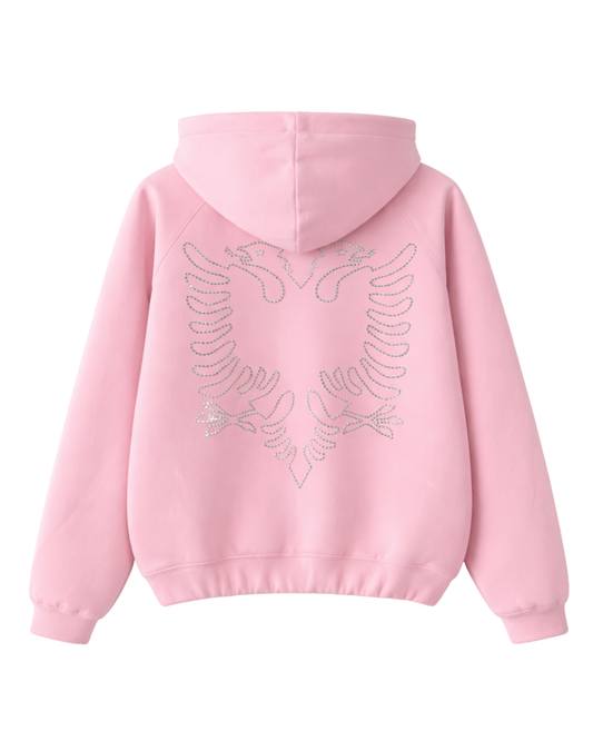 Zip Hoodie Albanian Eagle - Baby Pink