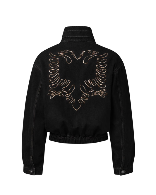 Albanian Eagle Jean Jacket Cropped