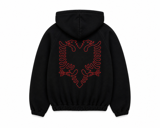 Zip Hoodie Albanian Eagle - Black