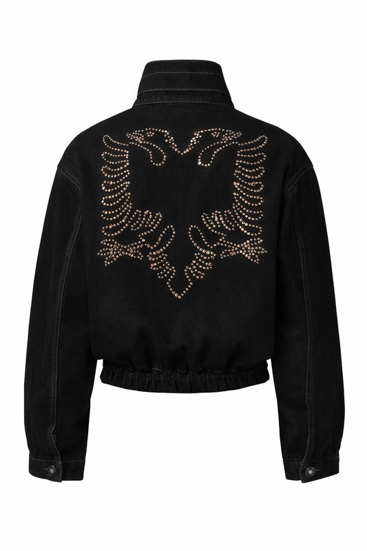 Albanian Eagle Jean Jacket Cropped